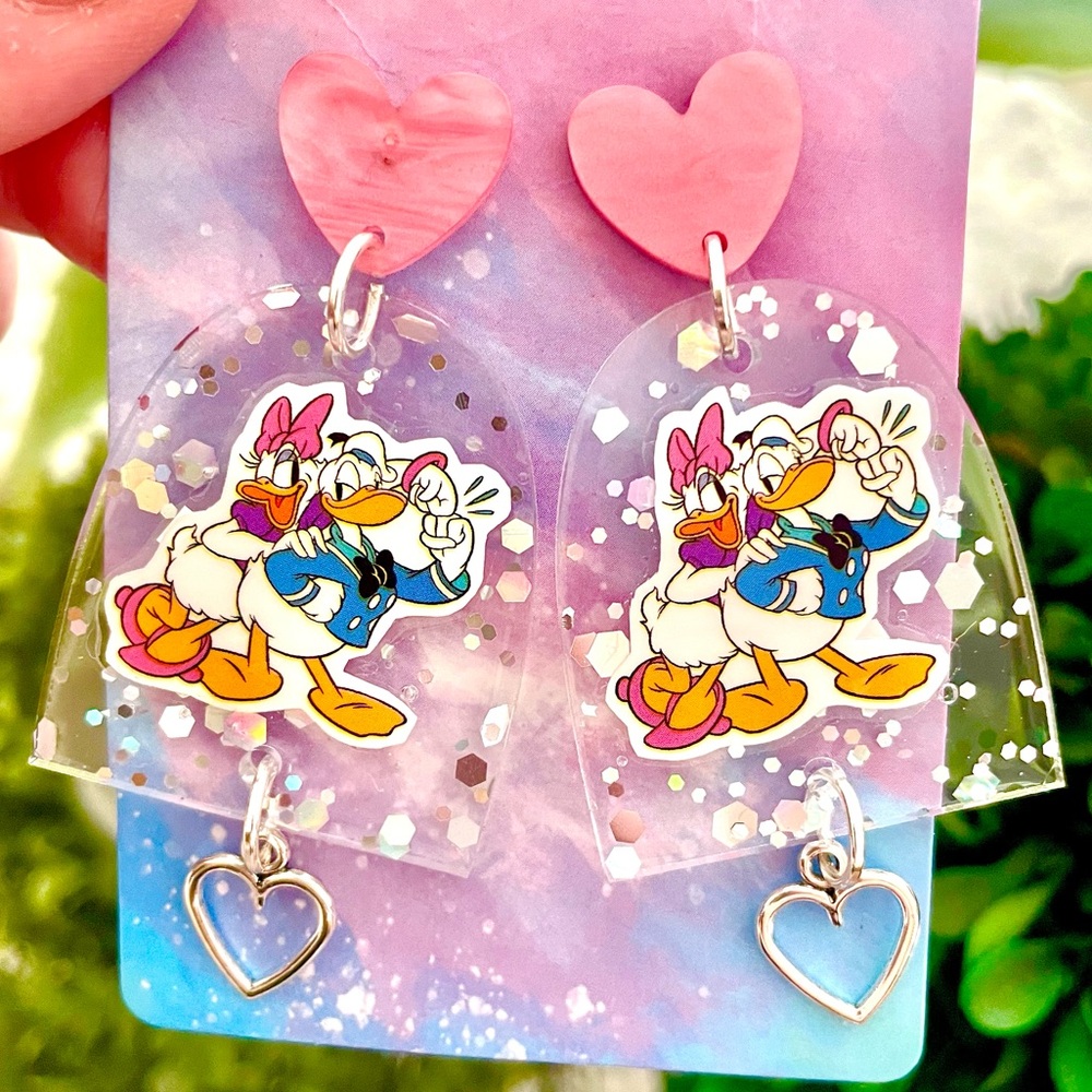 Donald and Daisy Duck Acrylic Dangle Earrings